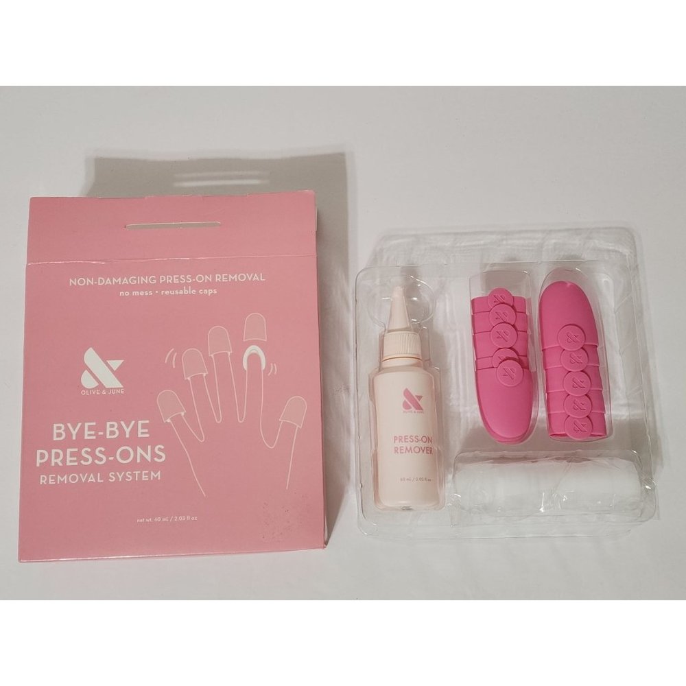 Olive & June Bye Bye Press-On Nail Polish Remover Kit w/caps, sponges, acetone